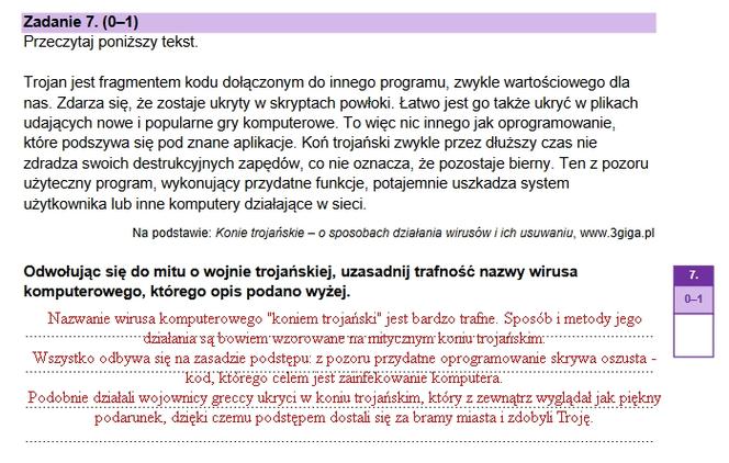 Zadanie 7, sugerowane odpowiedzi