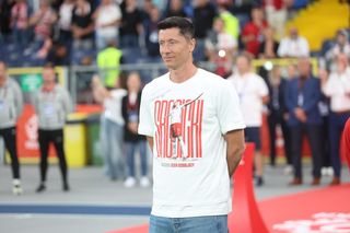 Robert Lewandowski na meczu Polska - Mołdawia