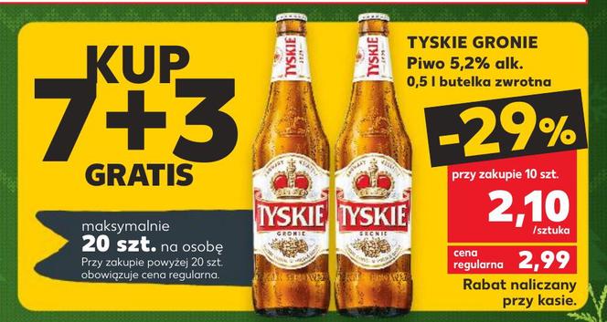 Piwo Tyskie Gronie 2,10 zł/0,5 l 