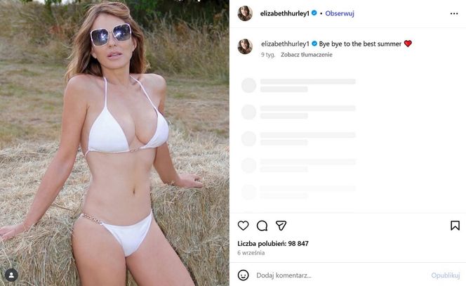 "Emerytka" Liz Hurley wygina się w bikini. Pozuje w luksusowej willi ojca kontrowersyjnej gwiazdy