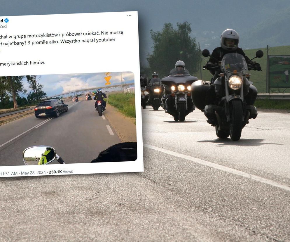 Pijany wjechał w motocyklistów, a oni ruszyli za nim w pościg! To wideo jest hitem sieci