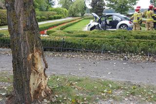 Szczecinek. Wjechał autem do parku, taranując wszystko po drodze