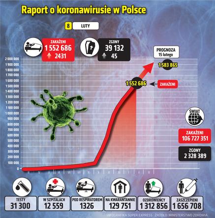 koronawirus w Polsce wykresy wirus Polska 1 8 2 2021