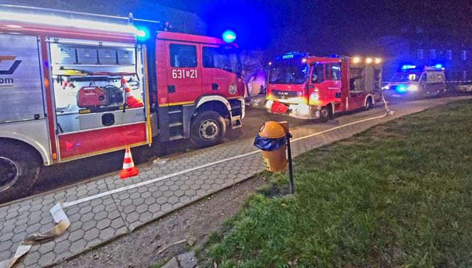 Pożar budynku w centrum Tarnowskich Gór