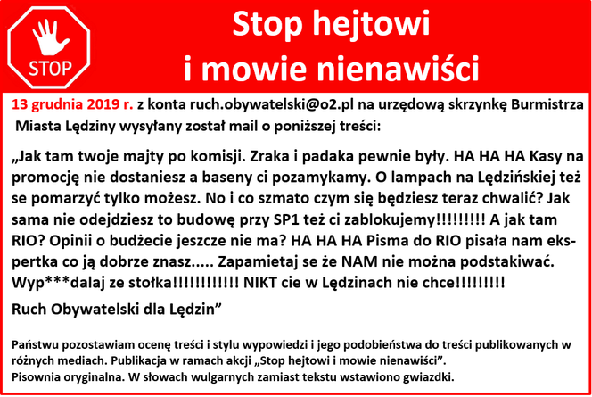 Burmistrz Lędzin dostaje pogróżki na maila. "Spierd***j z ratusza!"