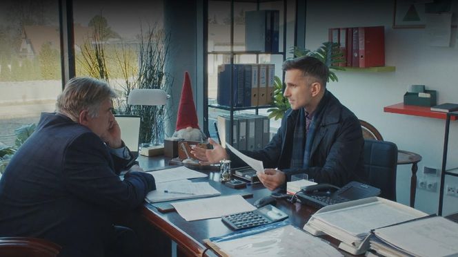 	M jak miłość odc. 1852. Kamil Gryc (Marcin Bosak), biznesmen Marczak (Michał Pietrzak)