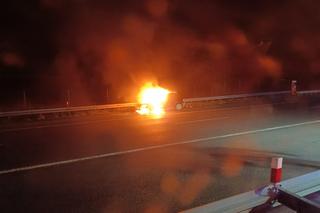 Pożar na autostradzie A2. Na pomoc popędziły trzy zastępy strażaków