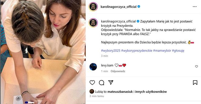 Wybory 2025: Jak głosują gwiazdy? Karolina Gorczyca
