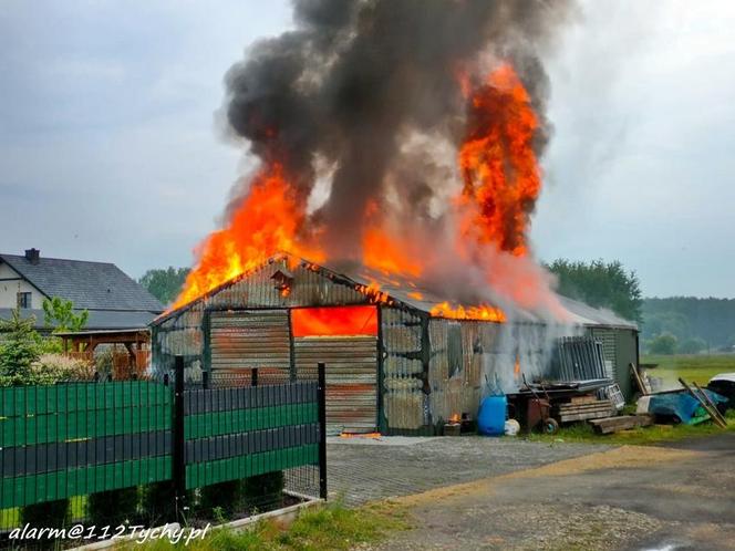 Pożar blaszanego warsztatu na ul. Ruchu Oporu w Bojszowach Nowych