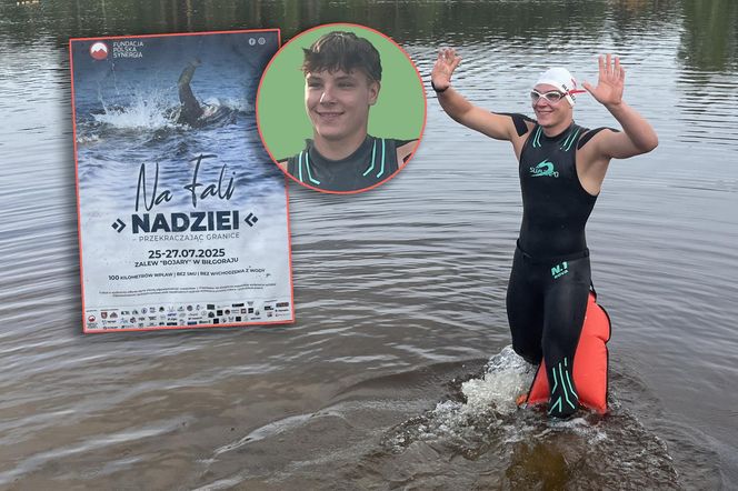 Damian płynie 100 km bez przerwy, aby pomóc Adasiowi!