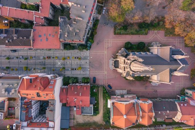 Kościół Mariacki i ulica Mariacka z lotu ptaka