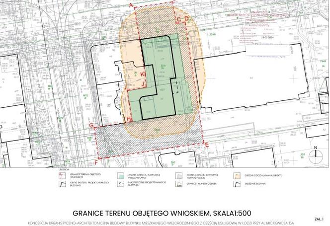 Mickiewicza 15 a w Łodzi - Granice terenu objętego wnioskiem