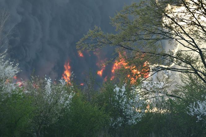 Potężny pożar w Koninie. Kłęby czarnego dymu nad miaste