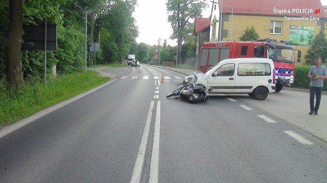 Wypadek z udziałem motocyklisty w Świerklańcu