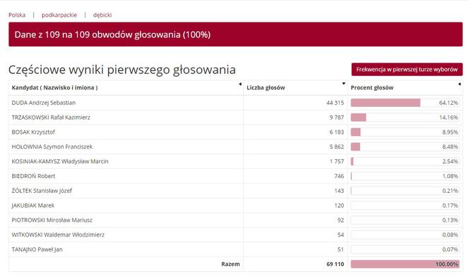 Wybory prezydenckie 2020: Jak głosowali mieszkańcy Podkarpacia