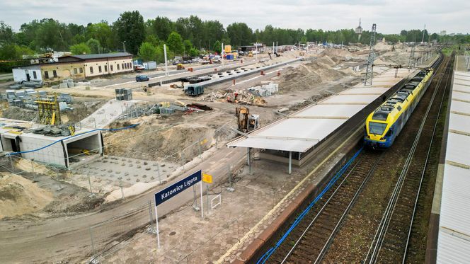 Stacja kolejowa Katowice Ligota w trakcie przebudowy