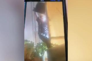 Mężczyzna wyrzucił telewizor z czwartego piętra