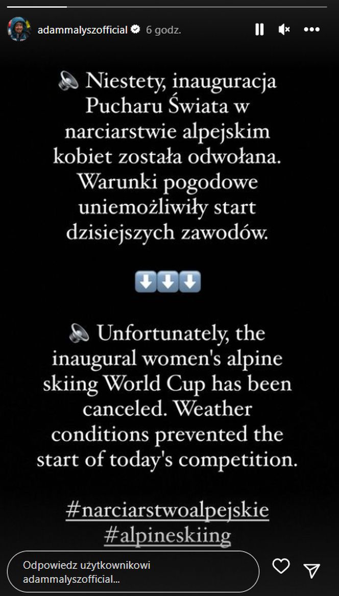 Adam Małysz przekazał fatalne wieści przed startem Pucharu Świata