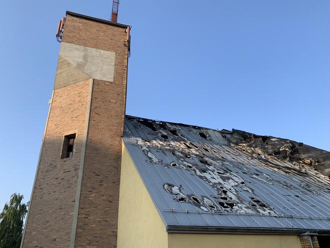 Spalony kościół Św. Floriana w Sosnowcu