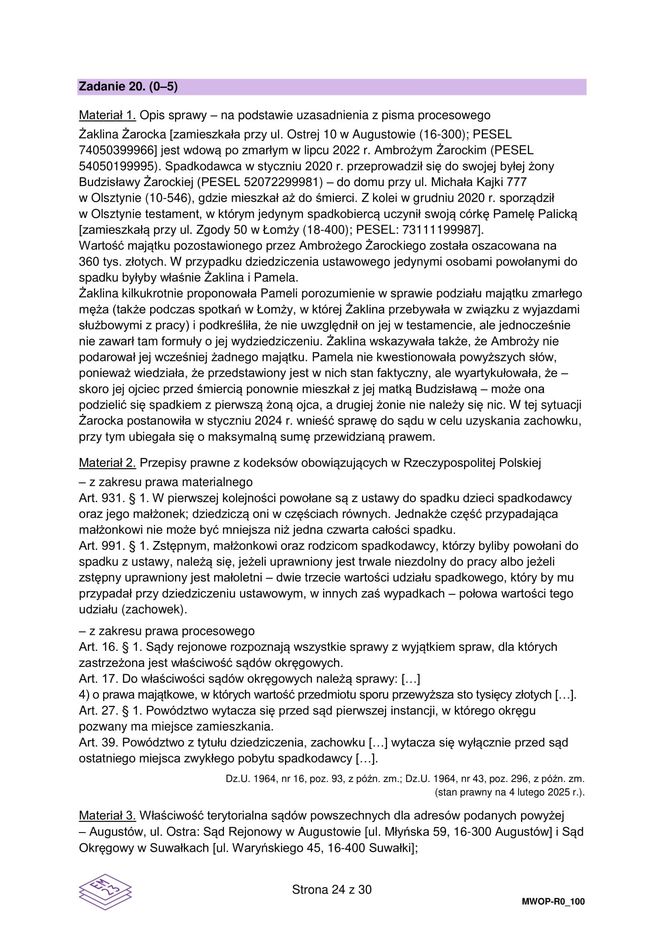 Matura WOS 2025 - ARKUSZ CKE, ODPOWIEDZI, ZADANIA DO POBRANIA