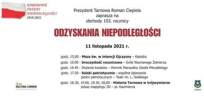 Program obchodów Narodowego Święta Niepodległości w Tarnowie