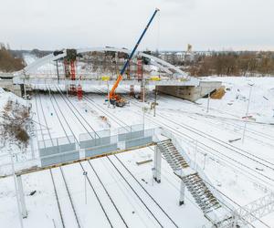 Budowa wiaduktu nad linia kolejową w Sosnowcu