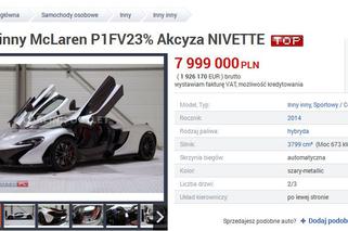 8 milionów zł za auto w Polsce! Ekstremalnie drogi McLaren P1 wystawiony na sprzedaż