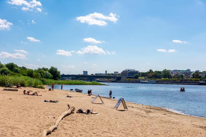 Plaża Rusałka, czyli Plaża Praska – widok w stronę mostu