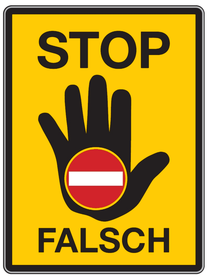 STOP Zły kierunek - znak stosowany w Niemczech