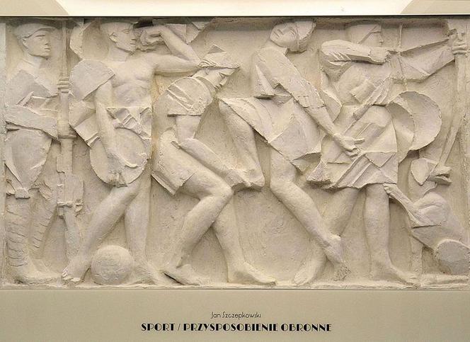 Jedna z płaskorzeźb Jana Szczepkowskiego przeznaczonych do dekoracji gmachu Sejmu RP – przykład stosowania art deco jako stylu narodowego odrodzonej Polski