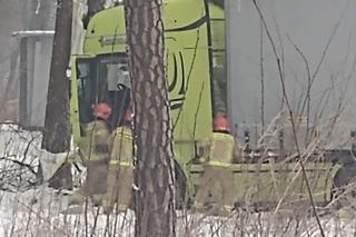 Ciężarówka przebiła się przez murek i wjechała prosto do parku w Zawierciu