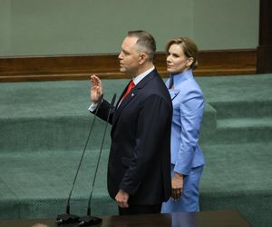Marta Nawrocka cała na niebiesko zachwyciła w Sejmie  