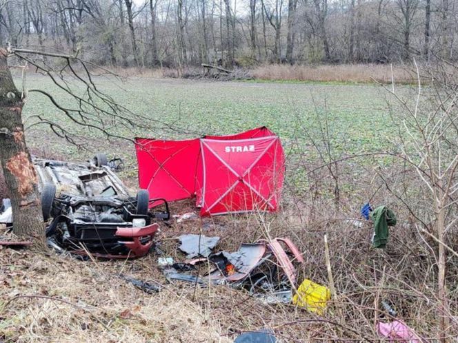 Tragiczne dachowanie samochodu pod Nysą. Służby odkryły ciała dwóch mężczyzn