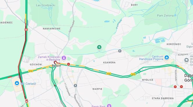 Wypadek na DK-86 w Będzinie. Ogromny korek w stronę Katowic