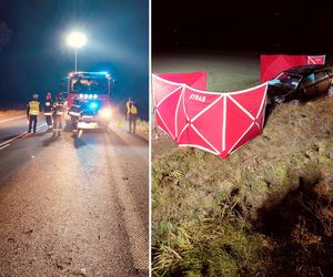 Śmiertelny wypadek na DK 74! Mężczyzna wypadł z pojazdu, jego towarzyszka również nie przeżyła. Tragedia pod Wieluniem