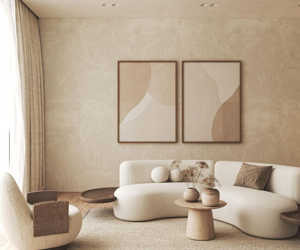 Salon w stylu japandi 