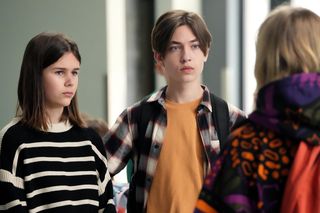 Barwy szczęścia, odc. 3223. Emilka (Jessica Frankiewicz), Emil (Artem Malszczuk), Alina (Iga Czechowicz)