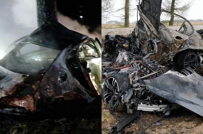 Tragiczny wypadek koło Jaświł. Auto stanęło w płomieniach. Zginęły dwie osoby