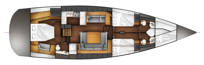 Wauquiez/Wauquiez PS 58 layout 3 cabins (owner aft)