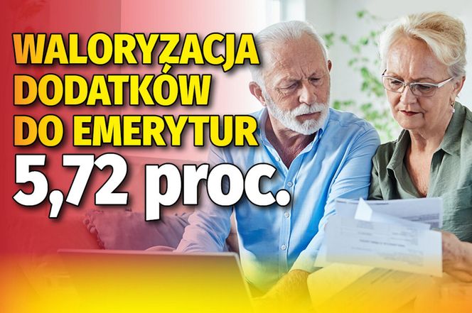 Waloryzacja dodatków do emerytur 5,72 proc.