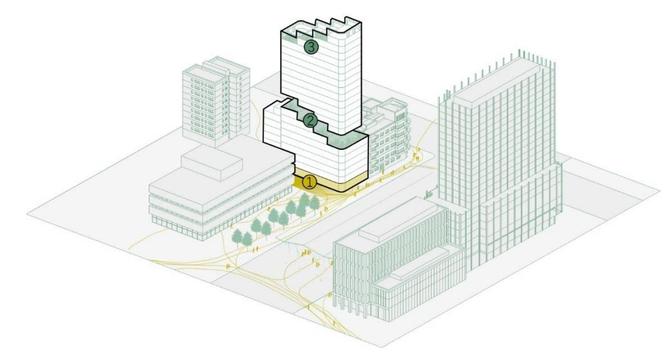 Mickiewicza 15 a w Łodzi - Kompozycja architektoniczna bryły obiektu