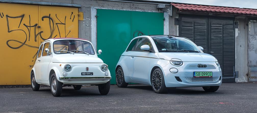 Elektryczny Fiat 500e i klasyczny Fiat 500