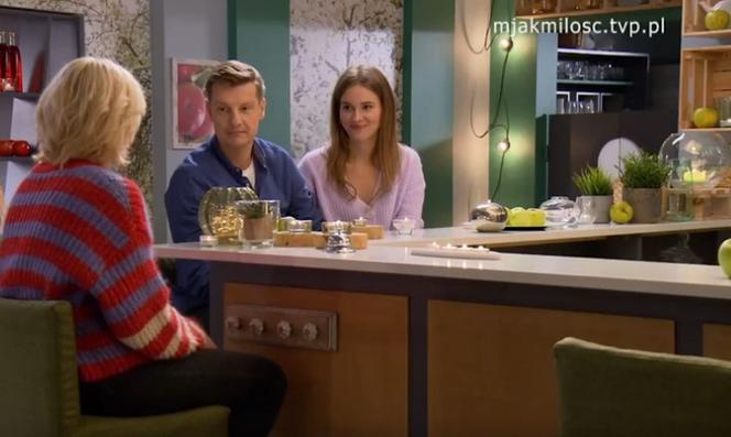 M jak miłość odc. 1643. Basia (Gabriela Raczyńska), Paweł (Rafał Mroczek), Franka (Dominika Kachlik)
