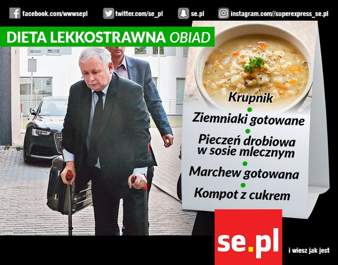 Dzisiejszy obiad Kaczyńskiego w szpitalu. Będziecie mu zazdrościć!