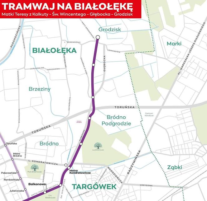 Warszawa. Tramwaj na Zieloną Białołękę - wizualizacje