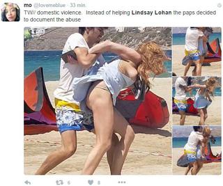 Lindsay Lohan pobita przez partnera na plaży
