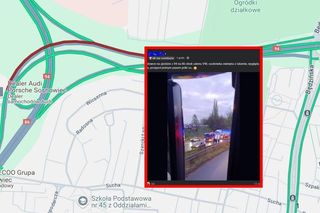 Porsche i zakręt mistrzów w Sosnowcu. Jest wypadek, jest korek