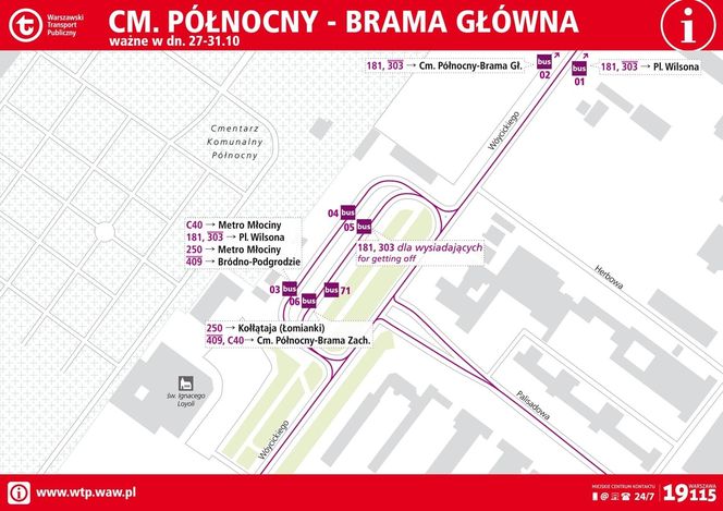 Schemat zmian przy Cmentarzu Północnym