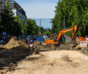 Tramwaj na Rakowieckiej w budowie