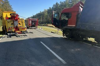 Tragiczne zderzenie osobówki z ciężarówką na DK46 w pow. lublinieckim. Nie żyje kierowca